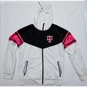 T-Mobile Windbreaker Jacket Colorblock Pink Black White Medium Hoodie